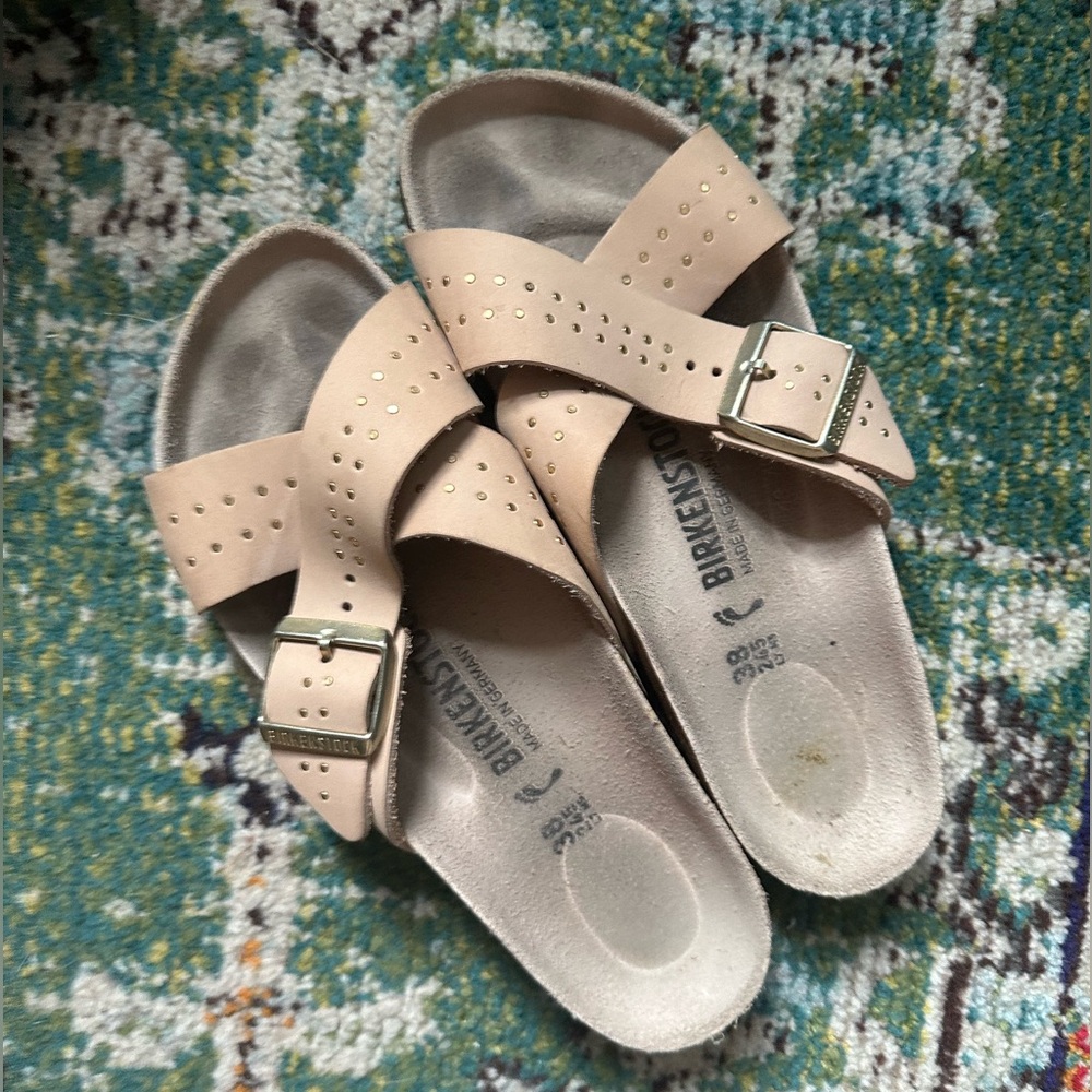 Birkenstock Siena Rivet Slides in Light Rose